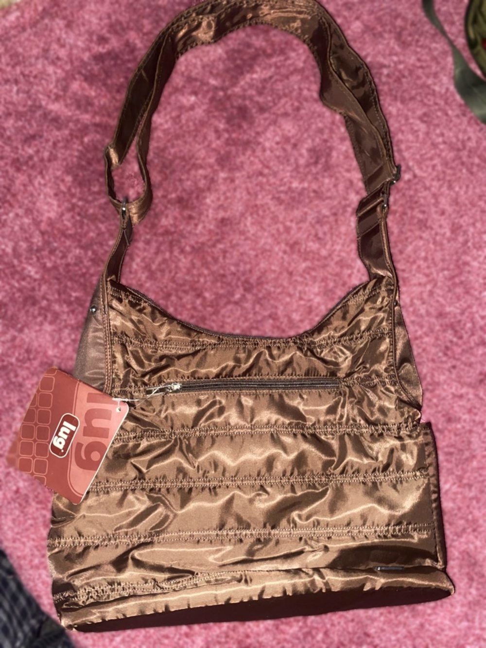 LUG chocolate Brown Quilted Shoulder Bag w/ Tags